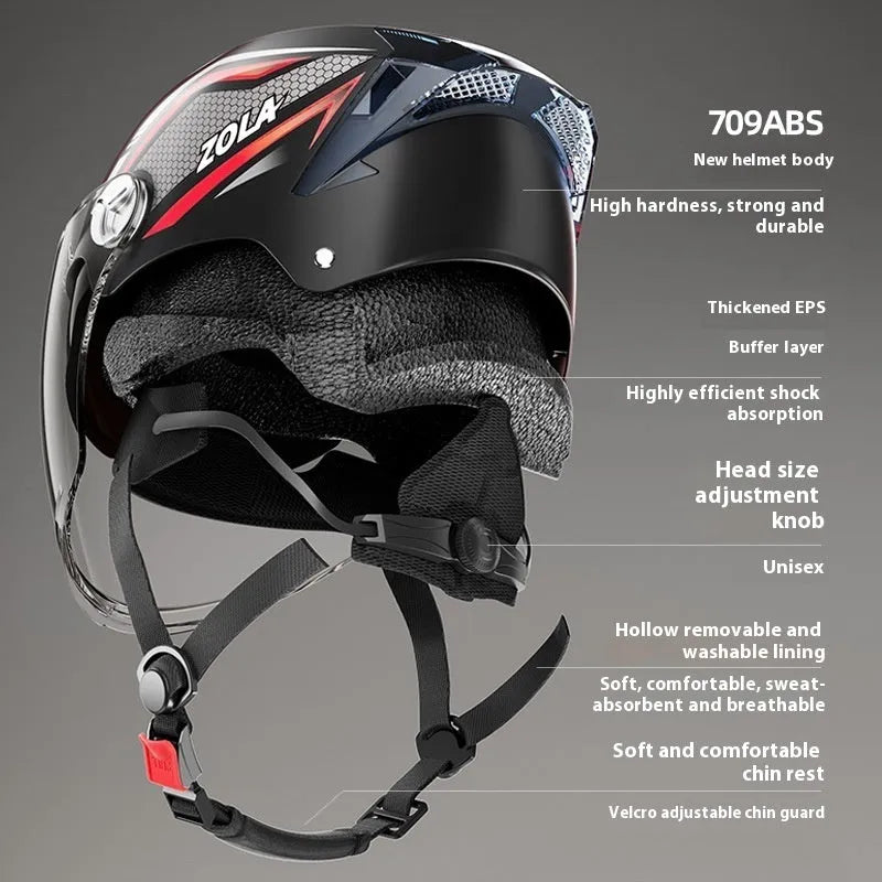 3C certified ABS universal motorcycle half helmet with double mirror sun visor in various colours