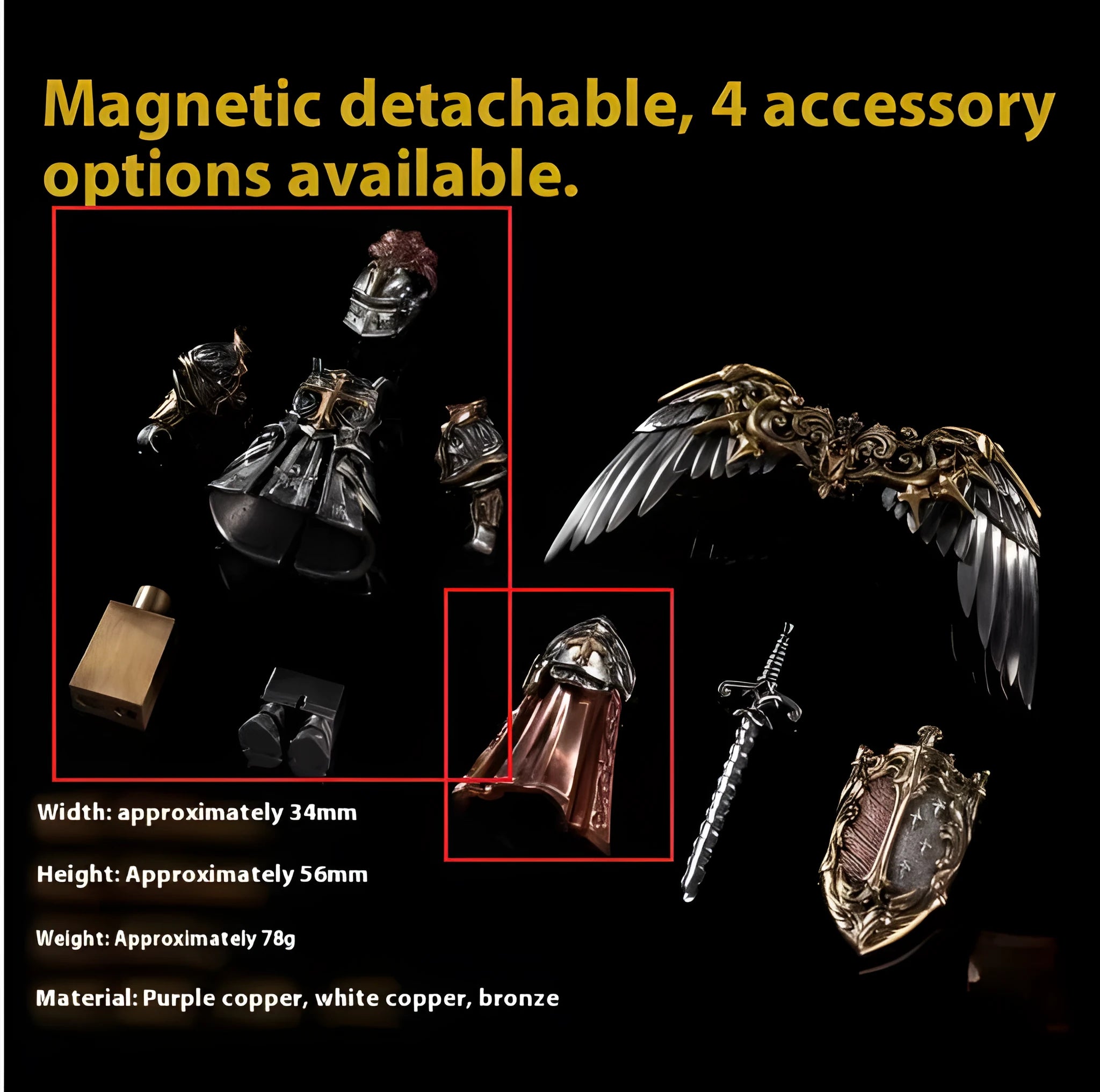 Copper electroplated paladin crusader table ornament with holy sword and shield, national style figurine