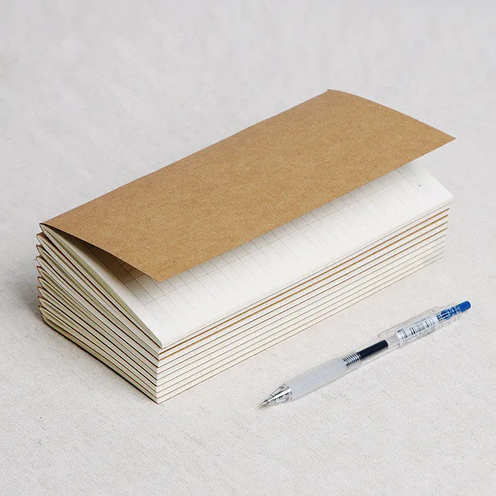 Travel cowhide diary standard refill inner core with 100G ivory white paper and saddle-stitch binding