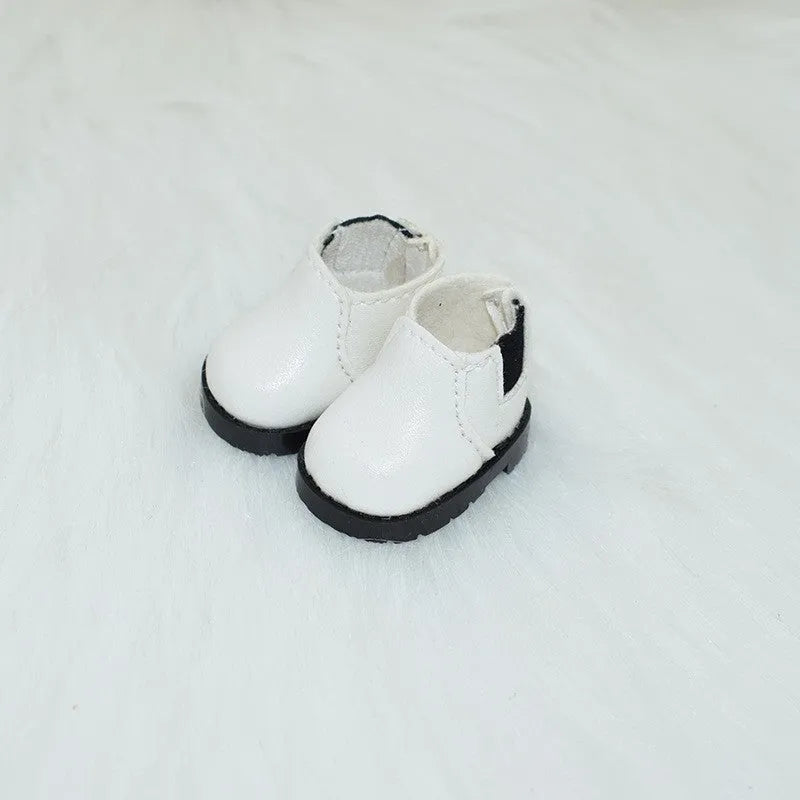 17cm doll replacement shoes in multiple colours including black boots, pink heels, and white leather shoes