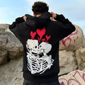 Men's casual loose-fitting hoodie with print, polyester, available in black and other colours