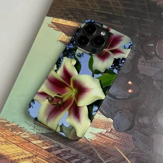 Dark night flower retro art phone case for iPhone, hard shell, scratch resistant, glossy finish