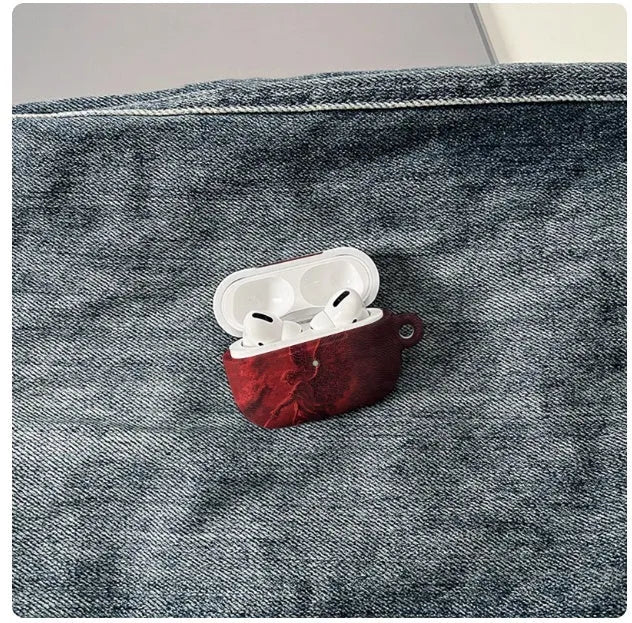 Red hard shell plastic protective case for Apple AirPods wireless headset