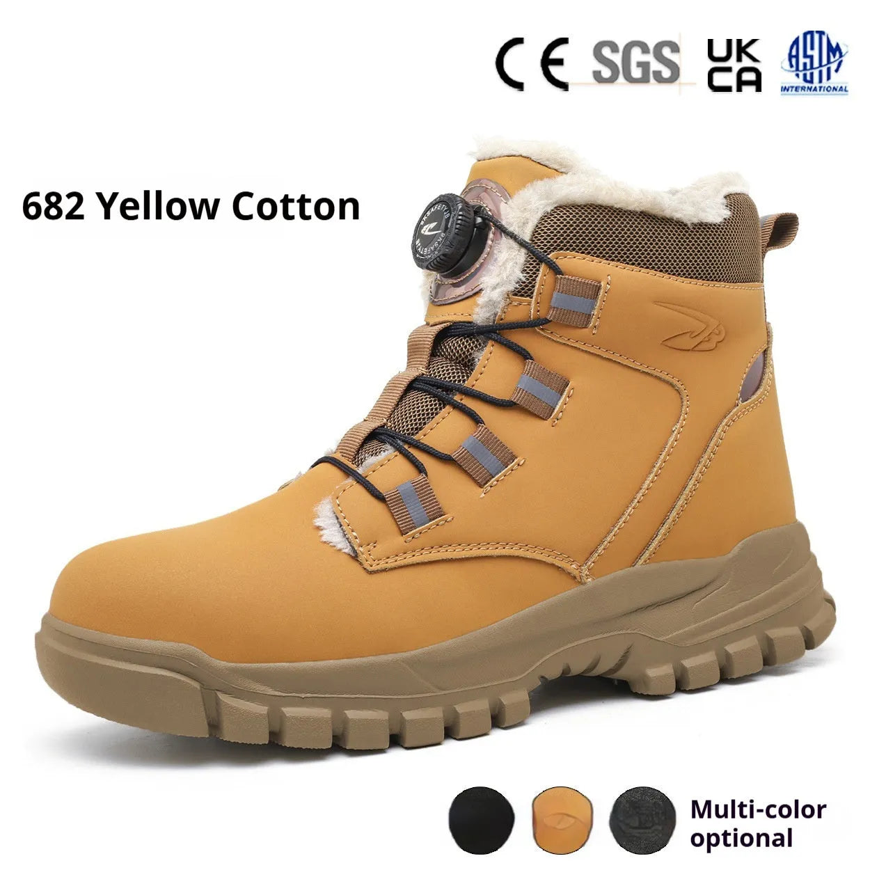 Leather and rubber anti-smashing safety shoes in black, yellow and grey colour options