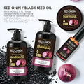 Red Onion Shampoo and Conditioner 4-piece hair care kit with shampoo, conditioner, mask and essential oil.