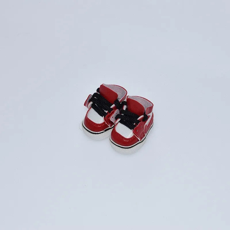 17cm doll replacement shoes in multiple colours including black boots, pink heels, and white leather shoes