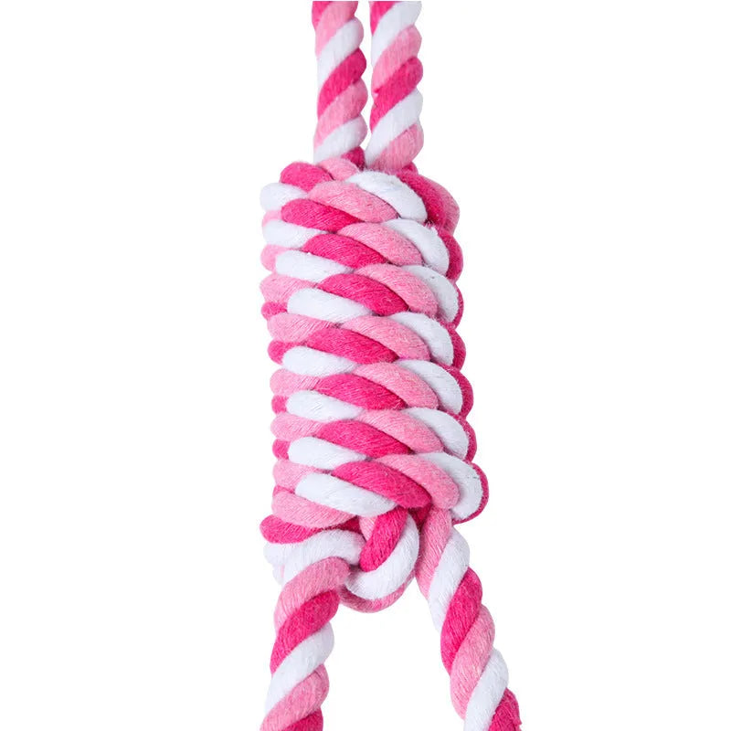 38cm red and white cotton rope dog toy for large breed chewers
