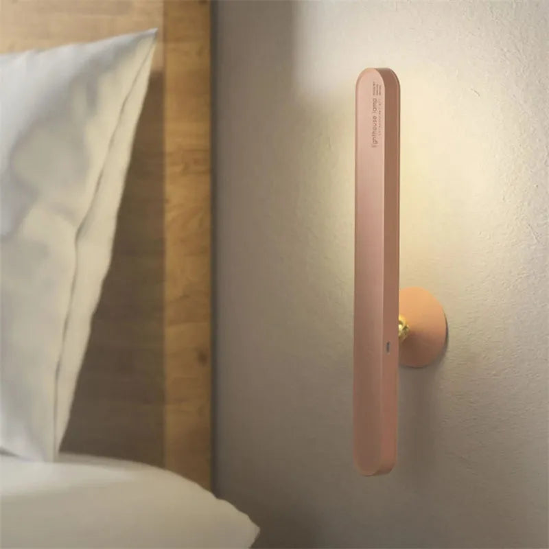 Geometric magnetic table lamp with PC shade in khaki or white featuring touch control and USB power for wall or desk use