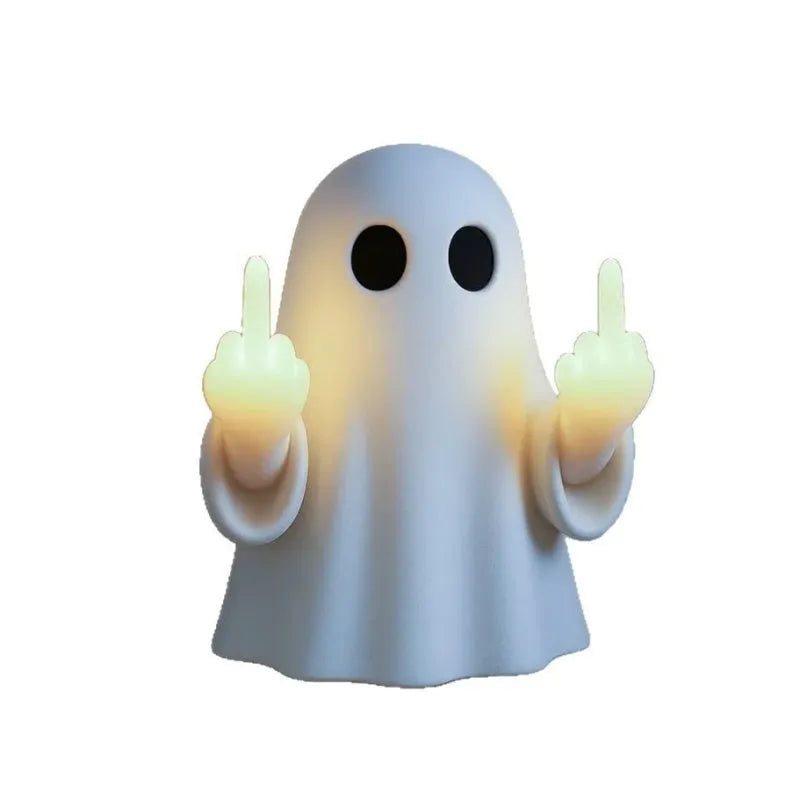 Small white ghost statue night lamp with modern design for Halloween decoration measuring 19.85cm tall