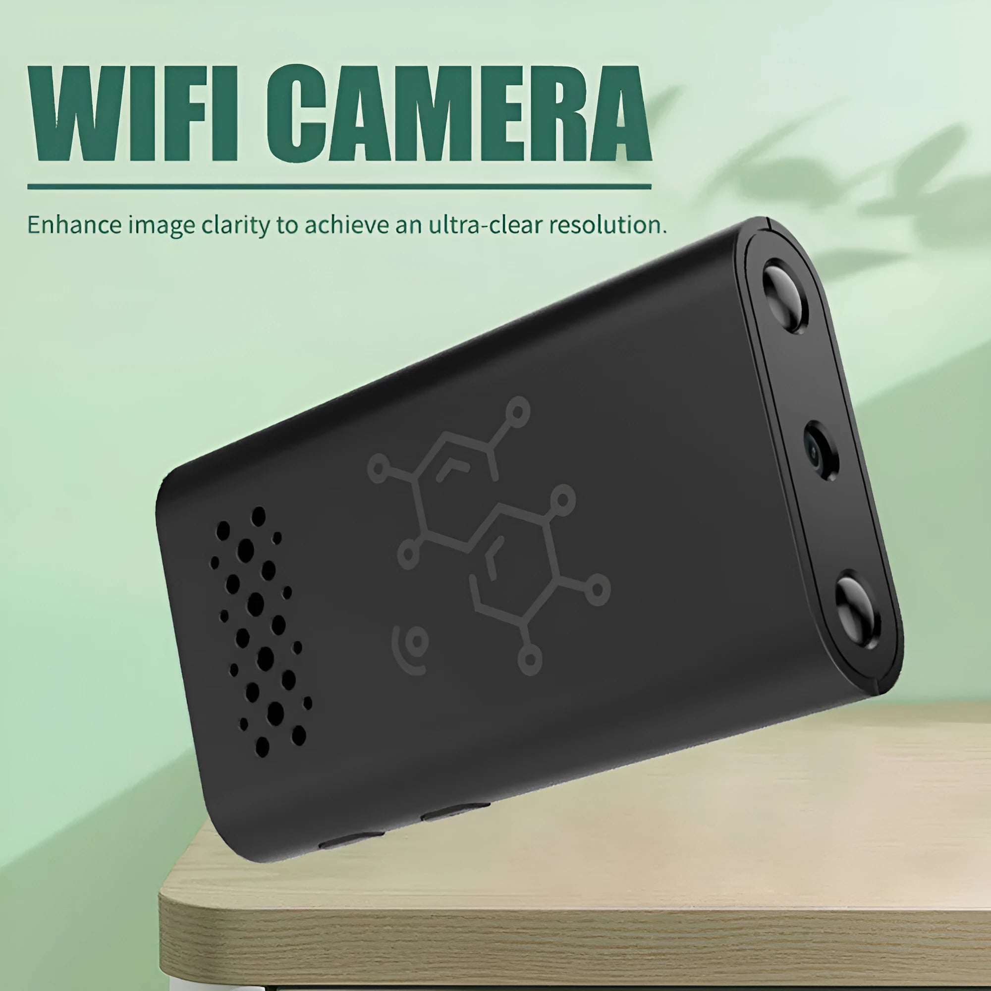 Black smart security camera with 1080p HD definition for WiFi home monitoring
