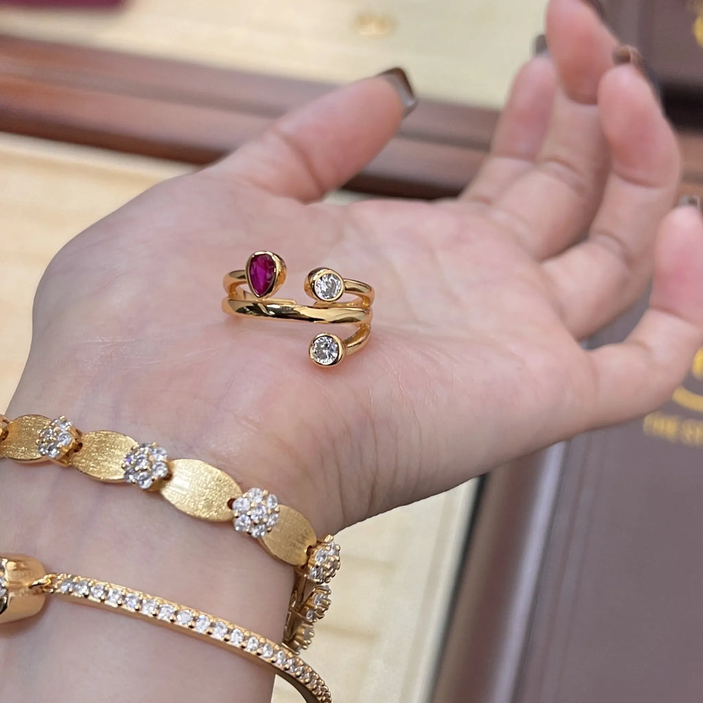 Irregular cross double-headed diamond ring in two-tone colours