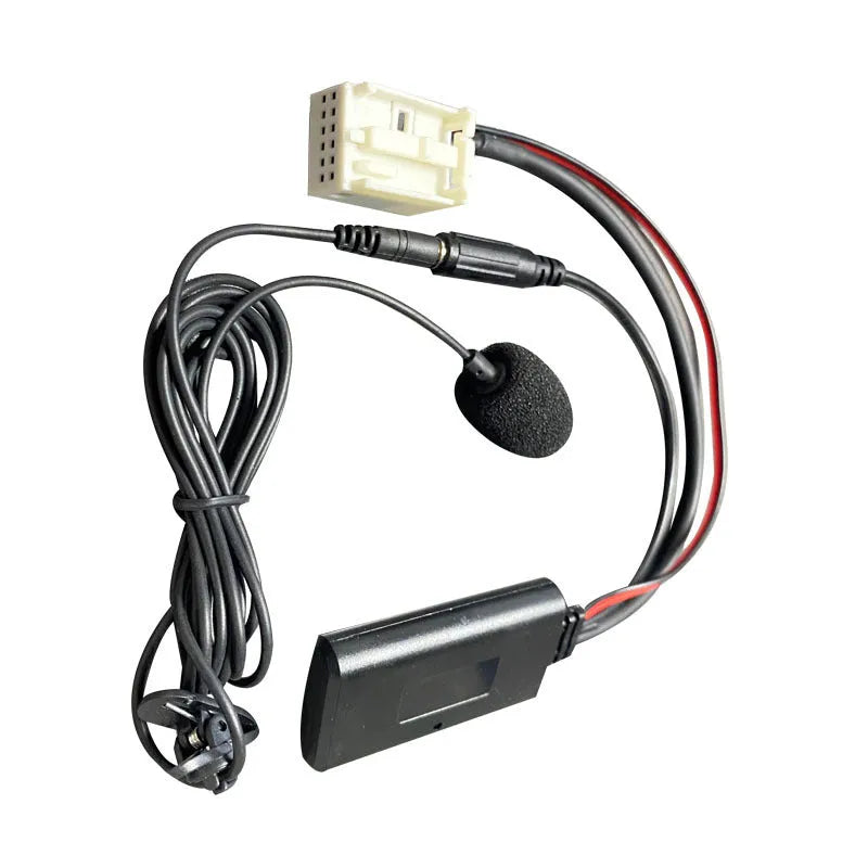 Bluetooth AUX cable adapter for Citroen and Peugeot RD4 car stereos with optional microphone.