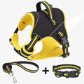 Yellow polyester dog harness with adjustable straps for outdoor training and security