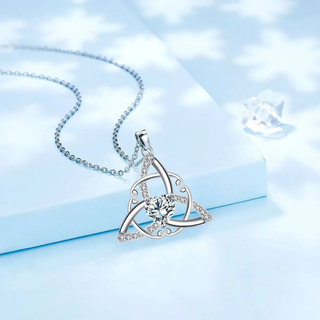 Geometric Celtic knot necklace for women in copper with electroplated colour options