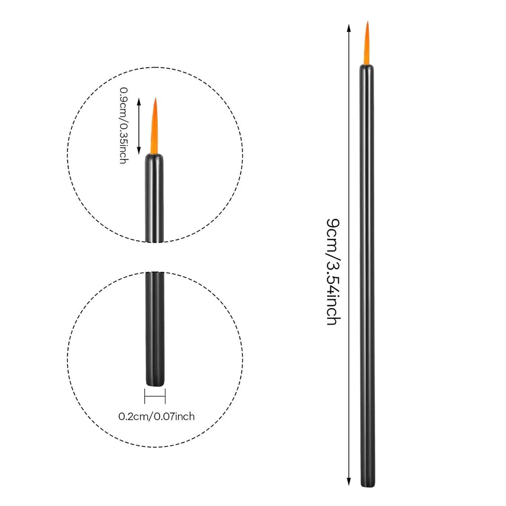 Pack of one hundred black disposable eyeliner brushes with fine point tips and plastic sleeves.