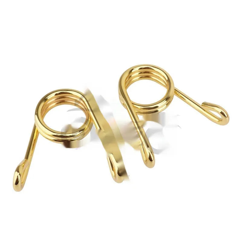 Metal motorcycle cushion seat box clip spring set with electroplated finish in silver on white background