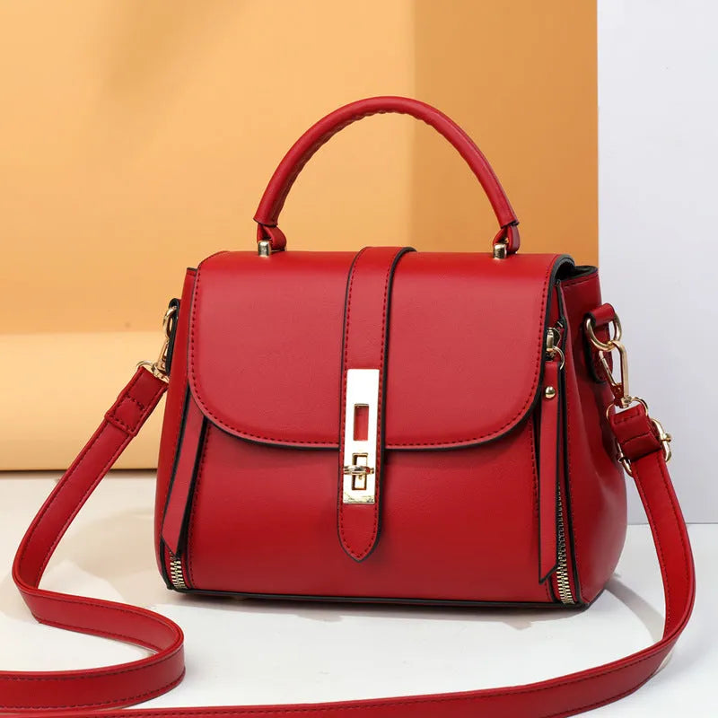 Women's soft PU leather shoulder bag in square vertical design with shoulder strap