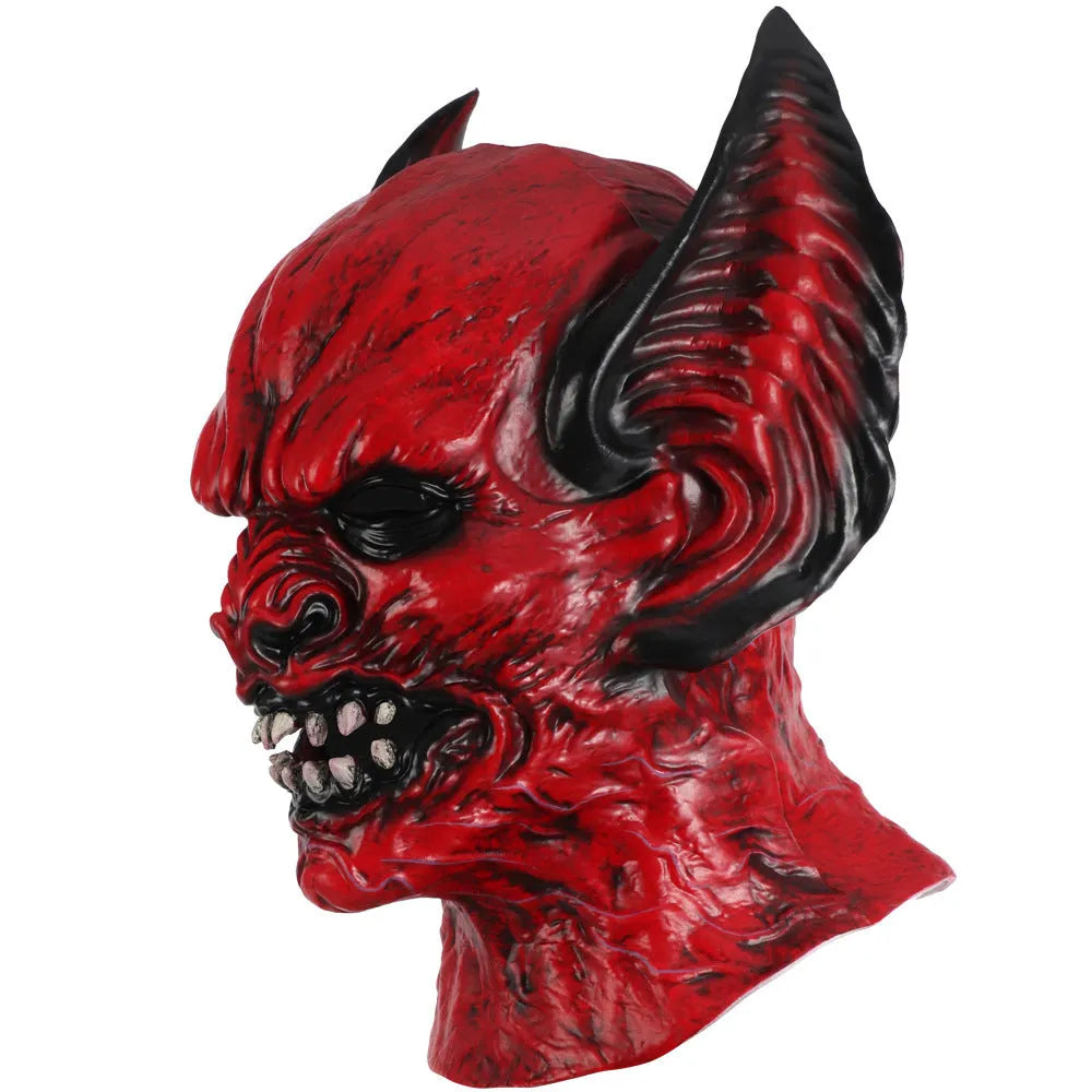 Red bat horror mask head cover made from RP foam for costume parties