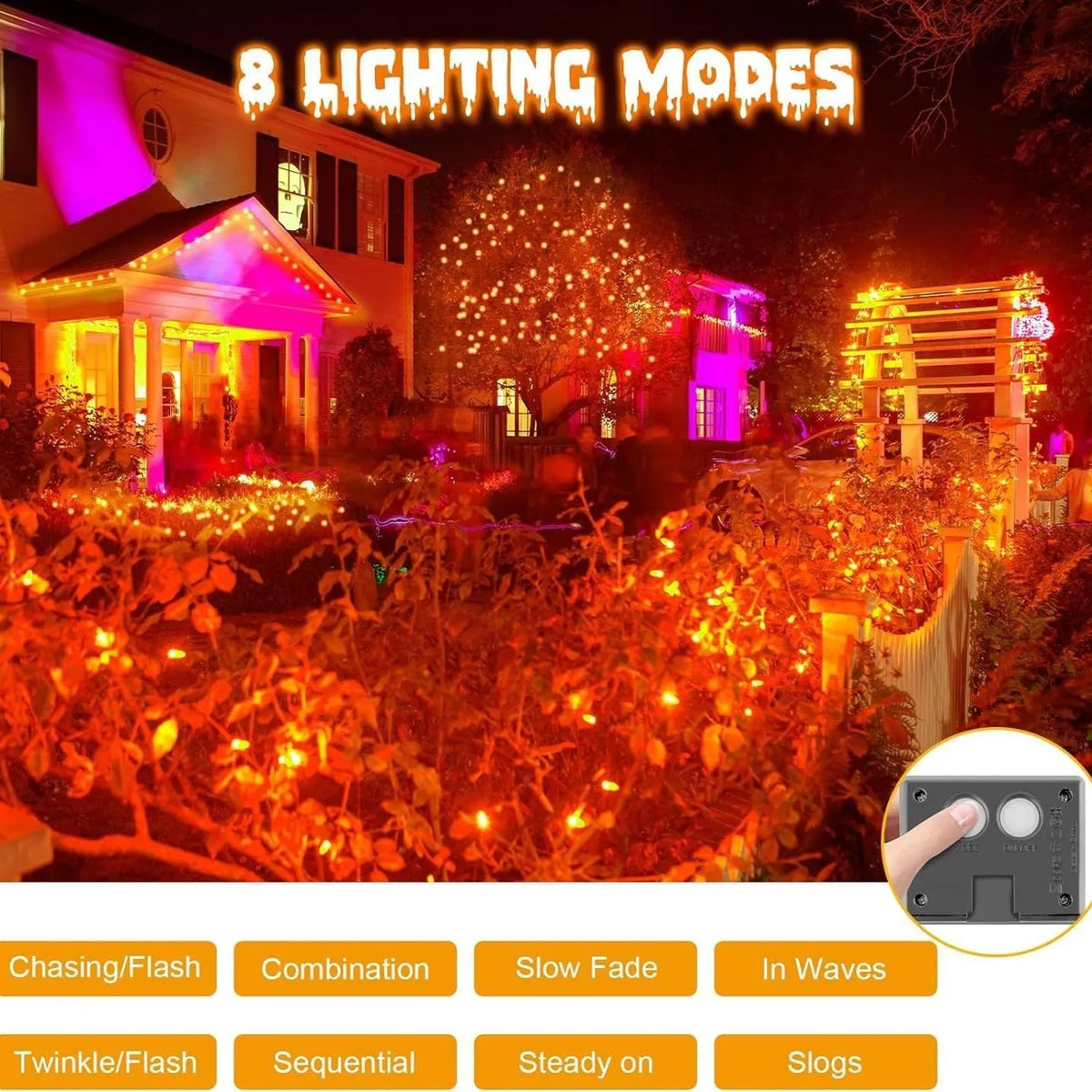 Waterproof solar Christmas courtyard festoon lamp in purple or orange, cartoon ornamental design, single pack