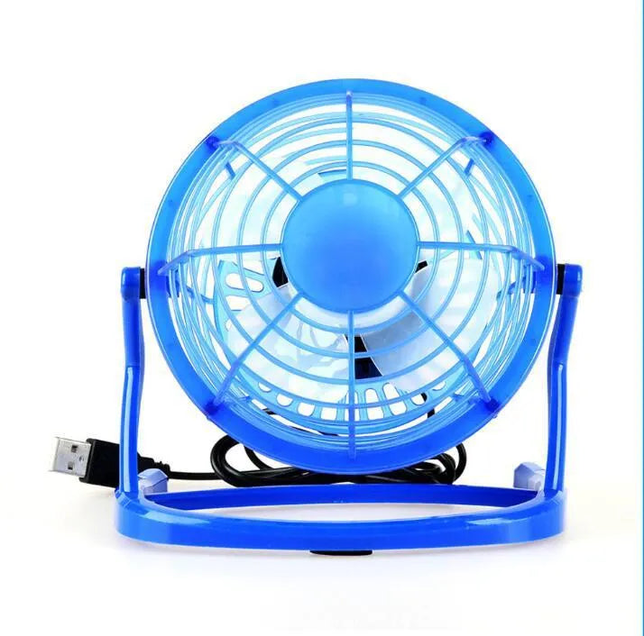 Mini portable USB desk fan with adjustable angle in black, white or blue colours