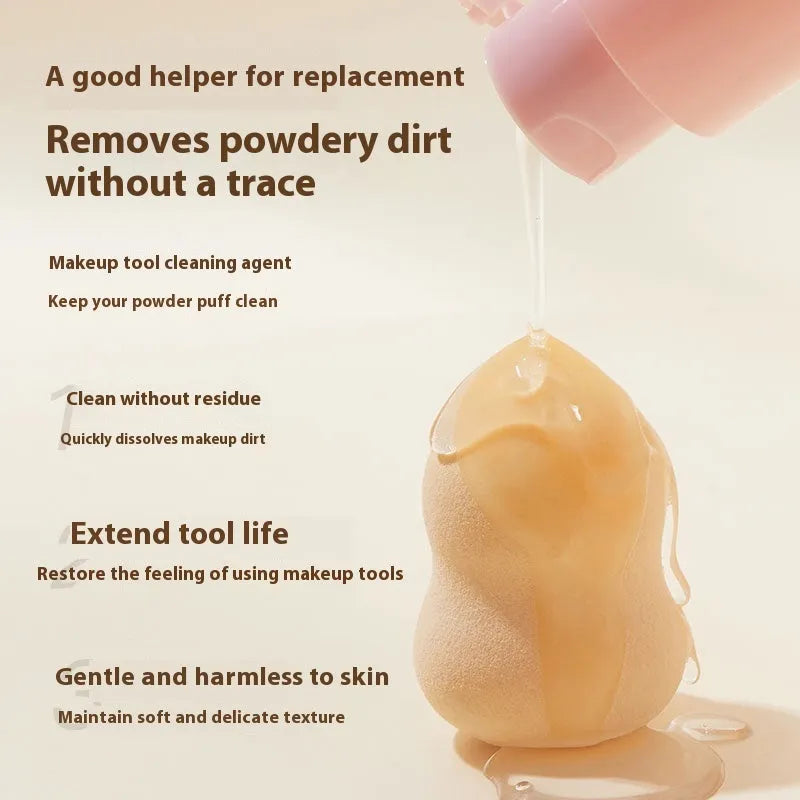 Makeup brush and sponge cleaner kit with 80ml detergent bottle and 75ml wash-free spray.