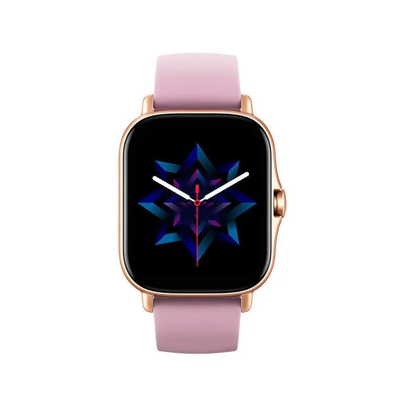 GT20 black and gold smartwatch with alloy case and silicone strap on wrist, showing touch screen interface.