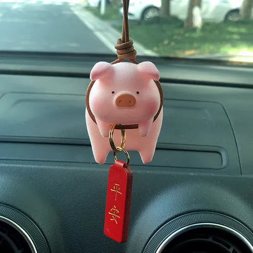 Cute 3D cartoon pig resin figurine for car dashboard decoration, shown in one of eight available styles.