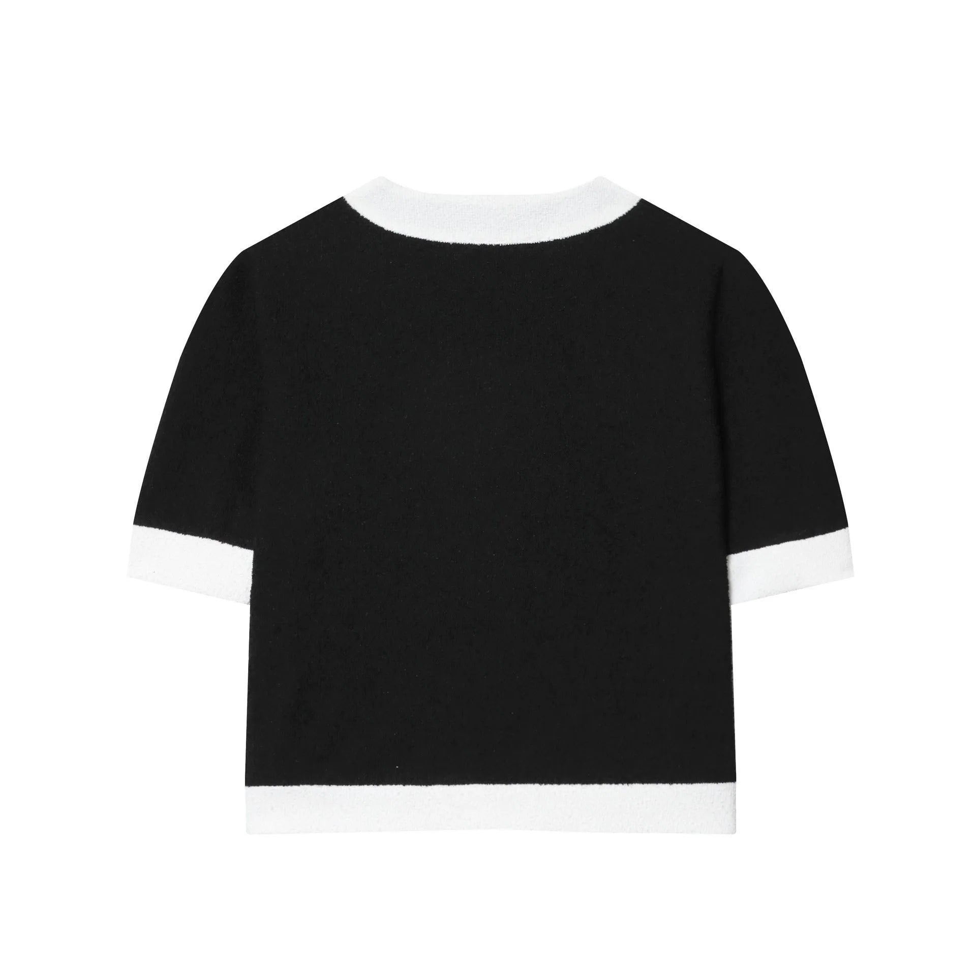 Women's contrast colour beaded leather round neck top with high-waisted trousers suit set in street fashion style