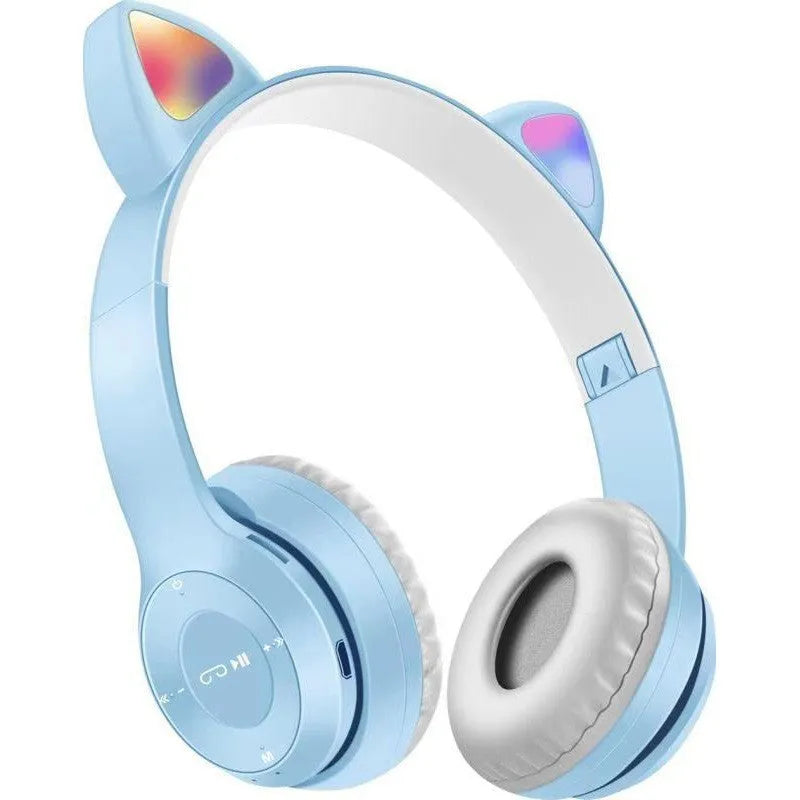 P47m cat ear Bluetooth headset in grey with Bluetooth 5.0 and power display