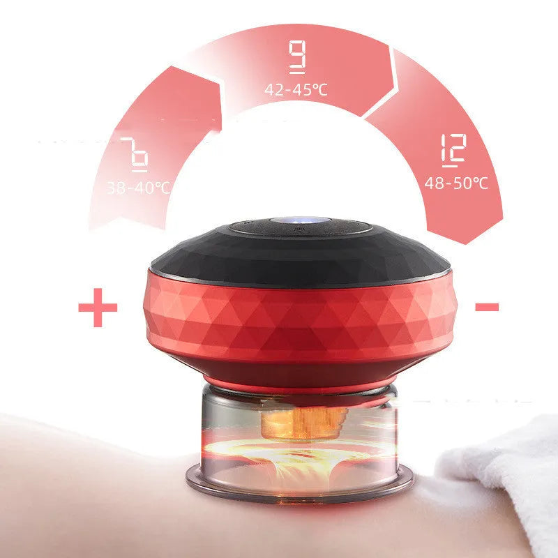 Electric cupping device with push-button vacuum, 93x93x82mm, black green red, Type-C rechargeable