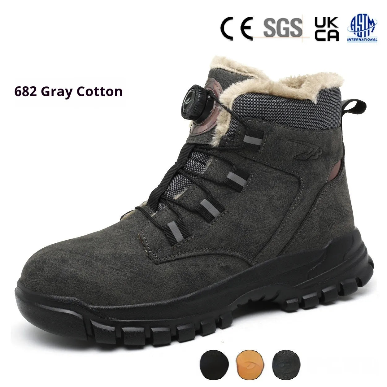 Leather and rubber anti-smashing safety shoes in black, yellow and grey colour options