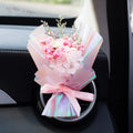 Handmade dried flower car air freshener ornament in multiple colours mounted on car vent
