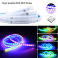 GM vehicle LED interior lighting kit showing flexible PVC strip with 12V connector and app control option