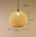 Zen-style pastoral ceiling chandelier with a woven natural rattan lampshade.