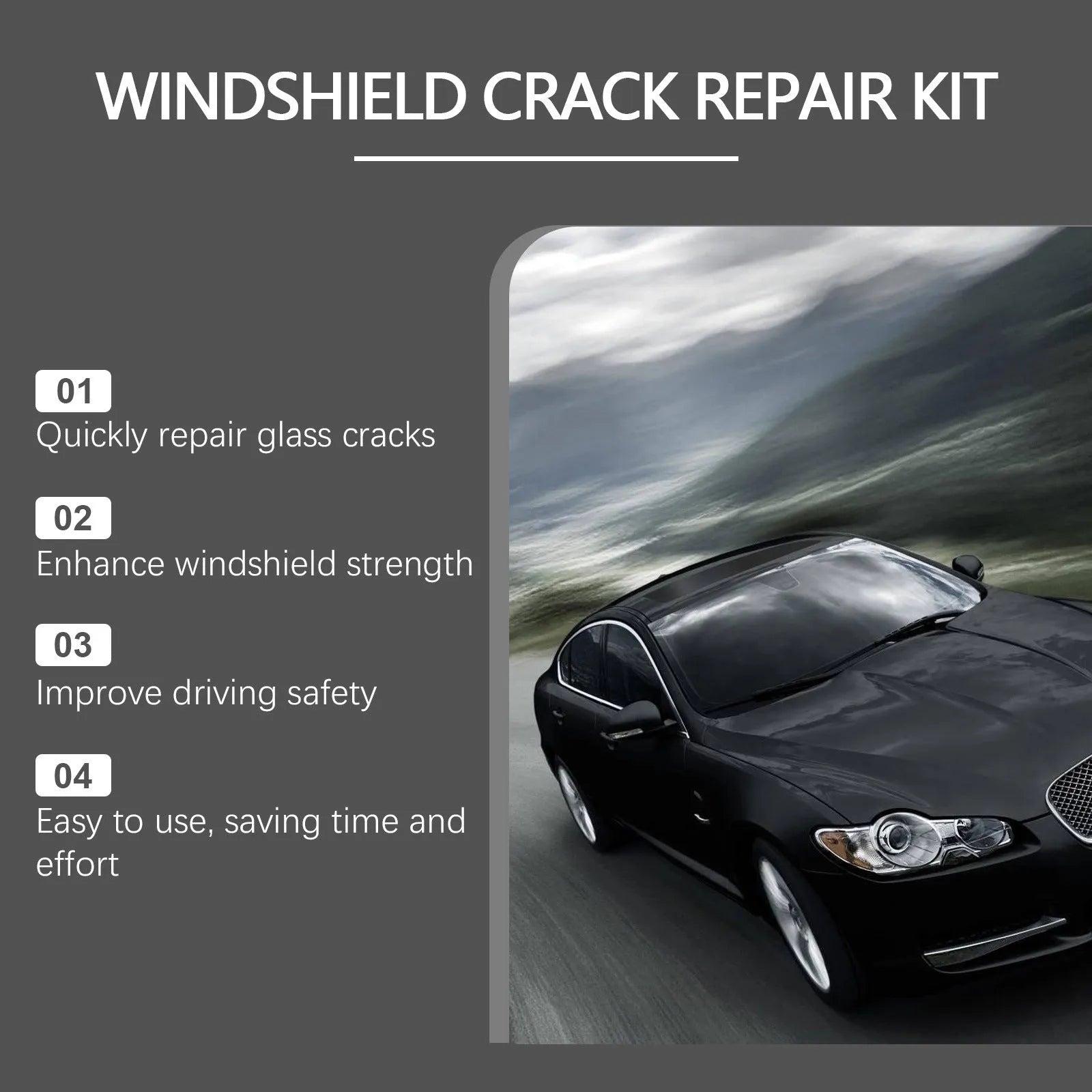 30ml car windshield repair drops kit with blade and curing films for UV-curable windscreen crack repair