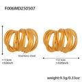 Heavy Industry Casting C-type ear studs multi-layer lines stainless steel geometric pumpkin shape electroplated gold finish