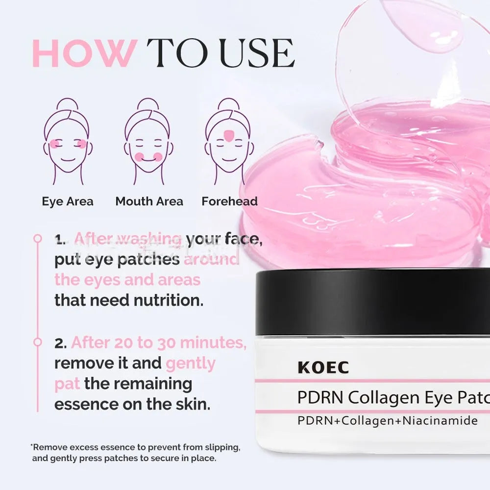 Collagen PDRN eye mask patch 60pcs niacinamide moisturising nourishing under eye care