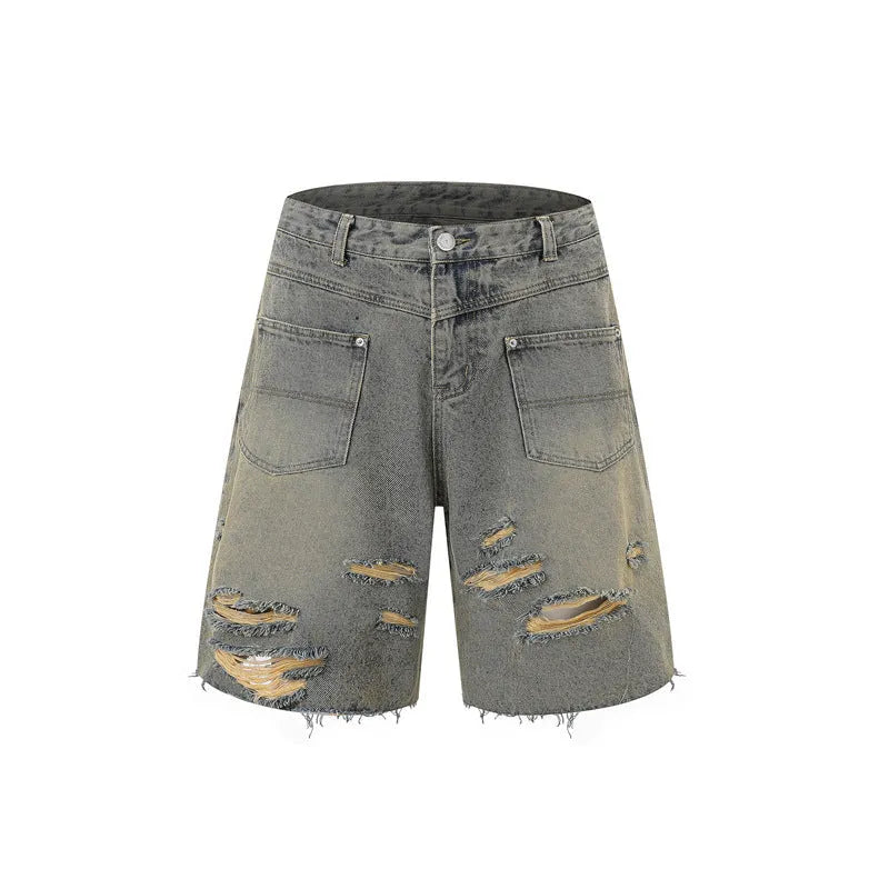Denim two piece set with short sleeve top and full length trousers in black, blue or yellow mud