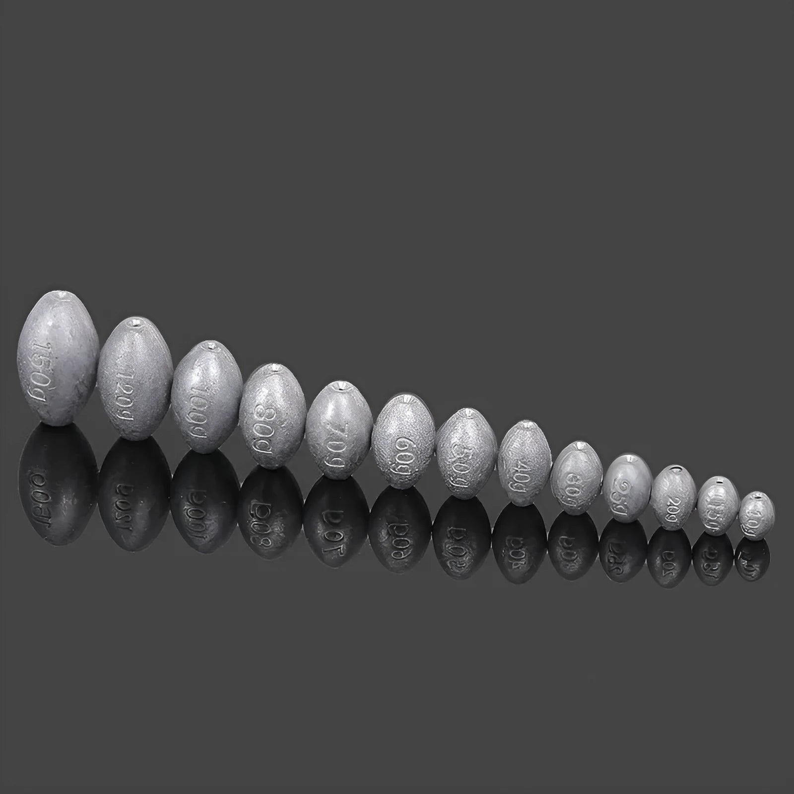 Tongxin olive lead fishing sinker with scale pattern, rugby shape, and plastic core in various weights