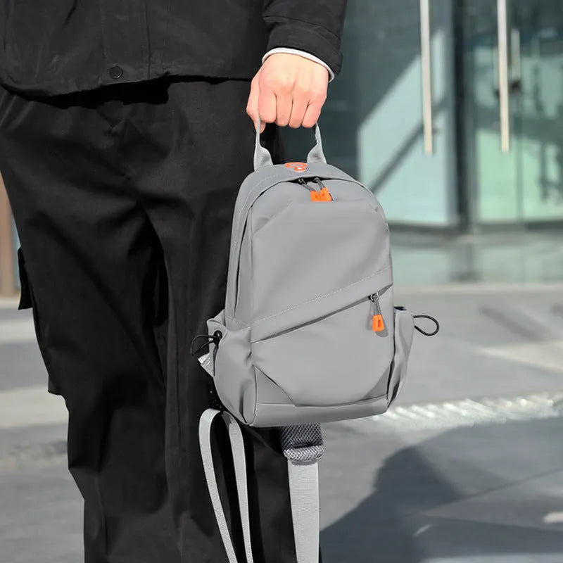Men's black and grey waterproof polyester crossbody bag with single shoulder strap