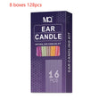 Ear candles kit showing 16 cotton cloth candles, protective boards, and cotton swabs for health massage