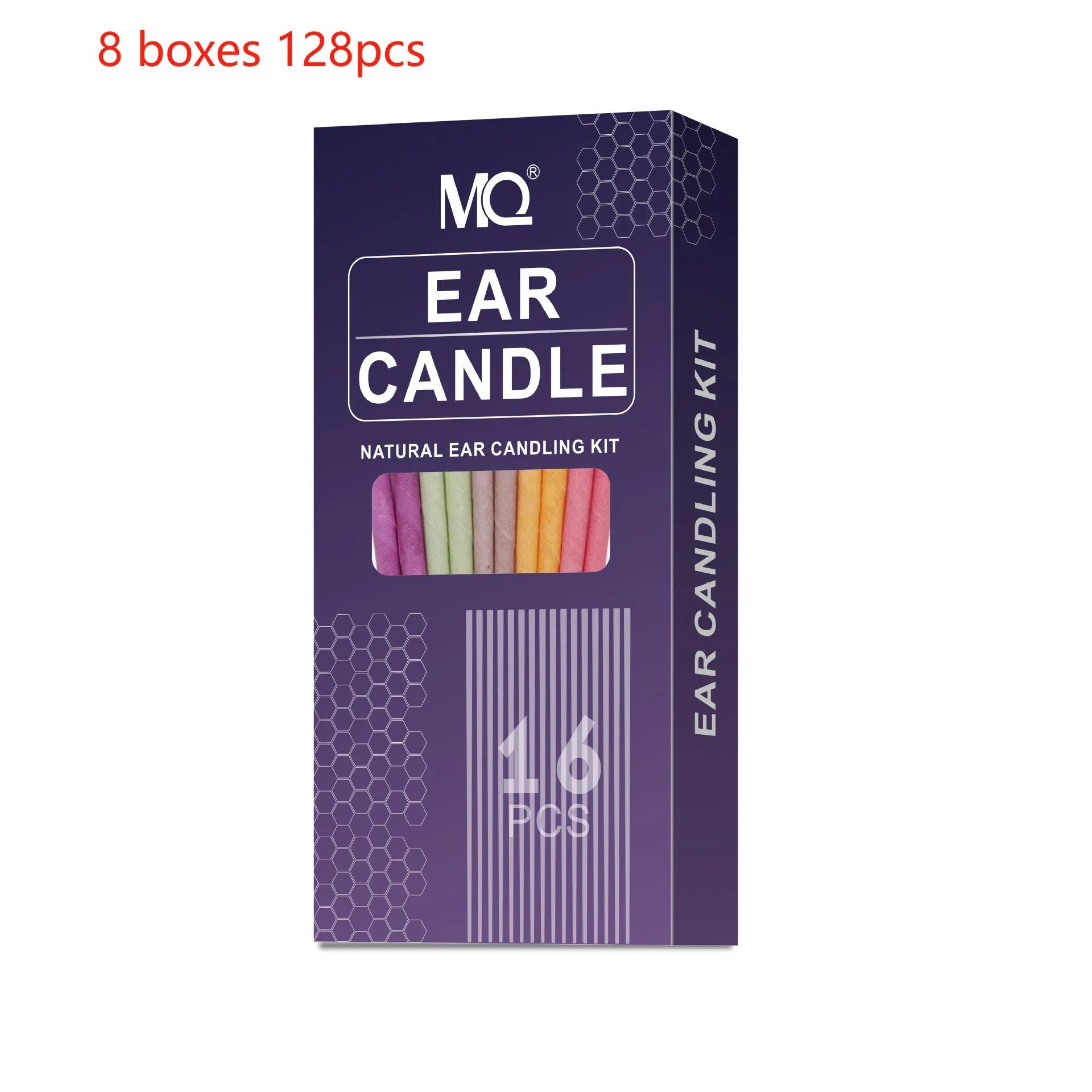 Ear candles kit showing 16 cotton cloth candles, protective boards, and cotton swabs for health massage