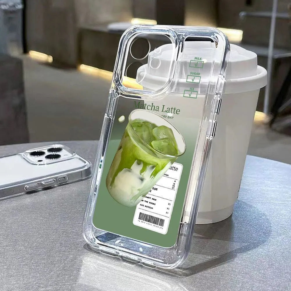 Transparent TPU phone case with Green Tea Latte finish for iPhone