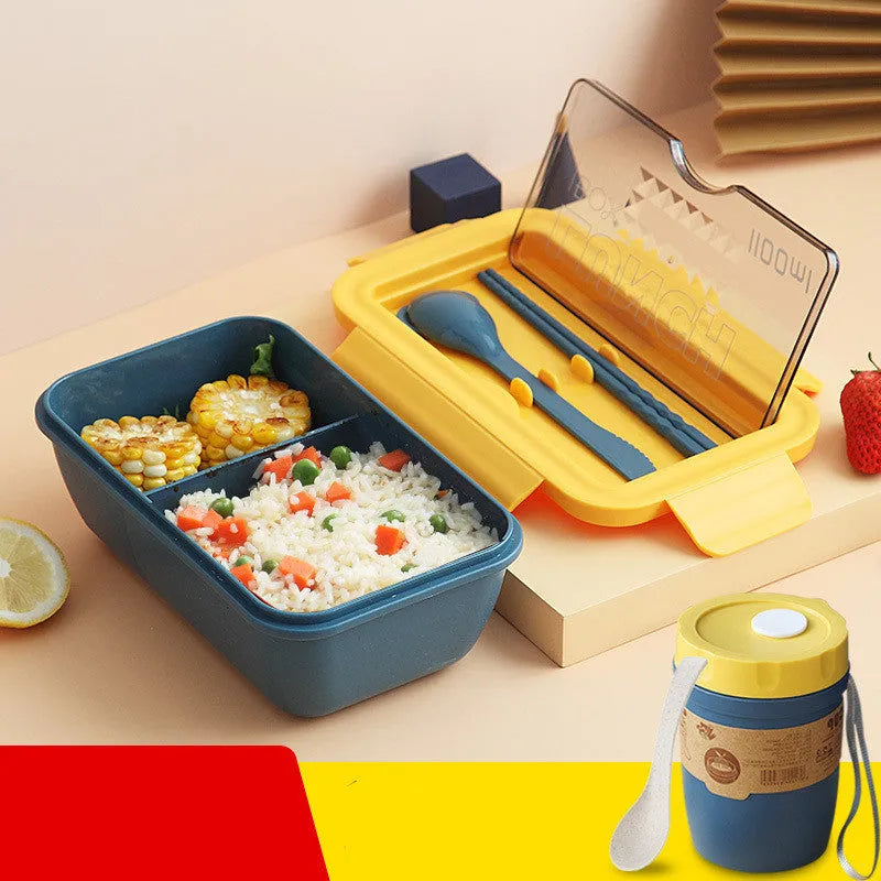 Four-layer partitioned bento box in Nordic design showing separate food compartments