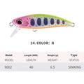 Japanese Submerged Mino hard fishing lure, 48mm length, for snakehead and mandarin fish.