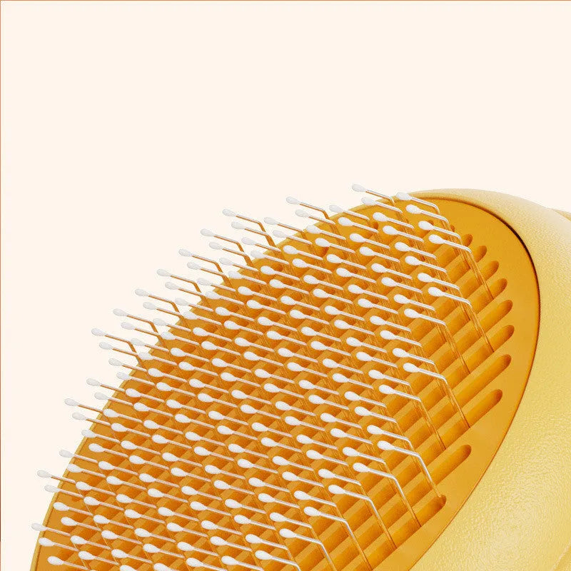 Pet hair cleaning comb brush with stainless steel needle head and ABS body, 198 x 87 x 46 mm, yellow green blue