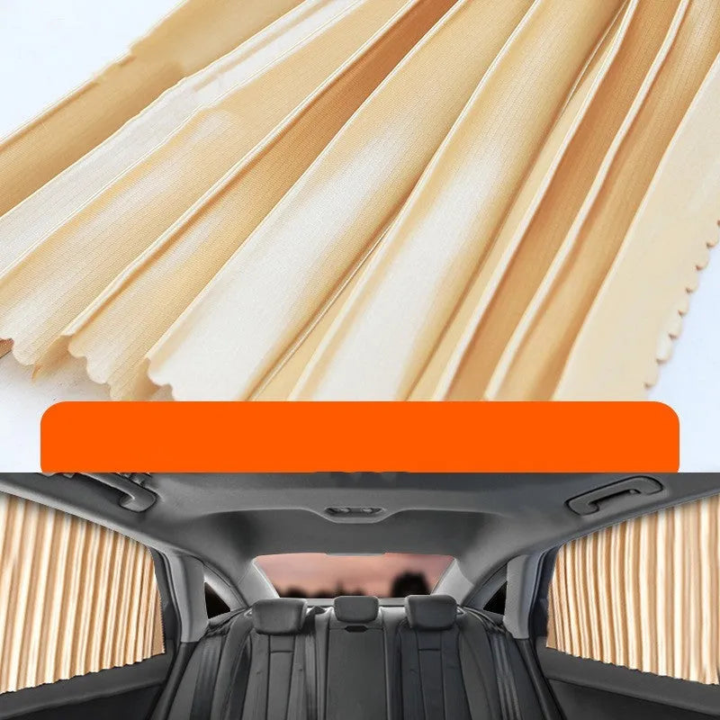 Auto retractable car sunshade sunscreen with roller shutter mechanism in thick opaque cloth material
