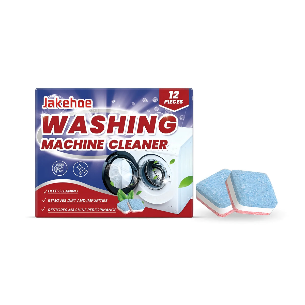 Scale removal cleaning sheet for washing machine, 12 white sheets with citric acid and EDTA-2Na formula