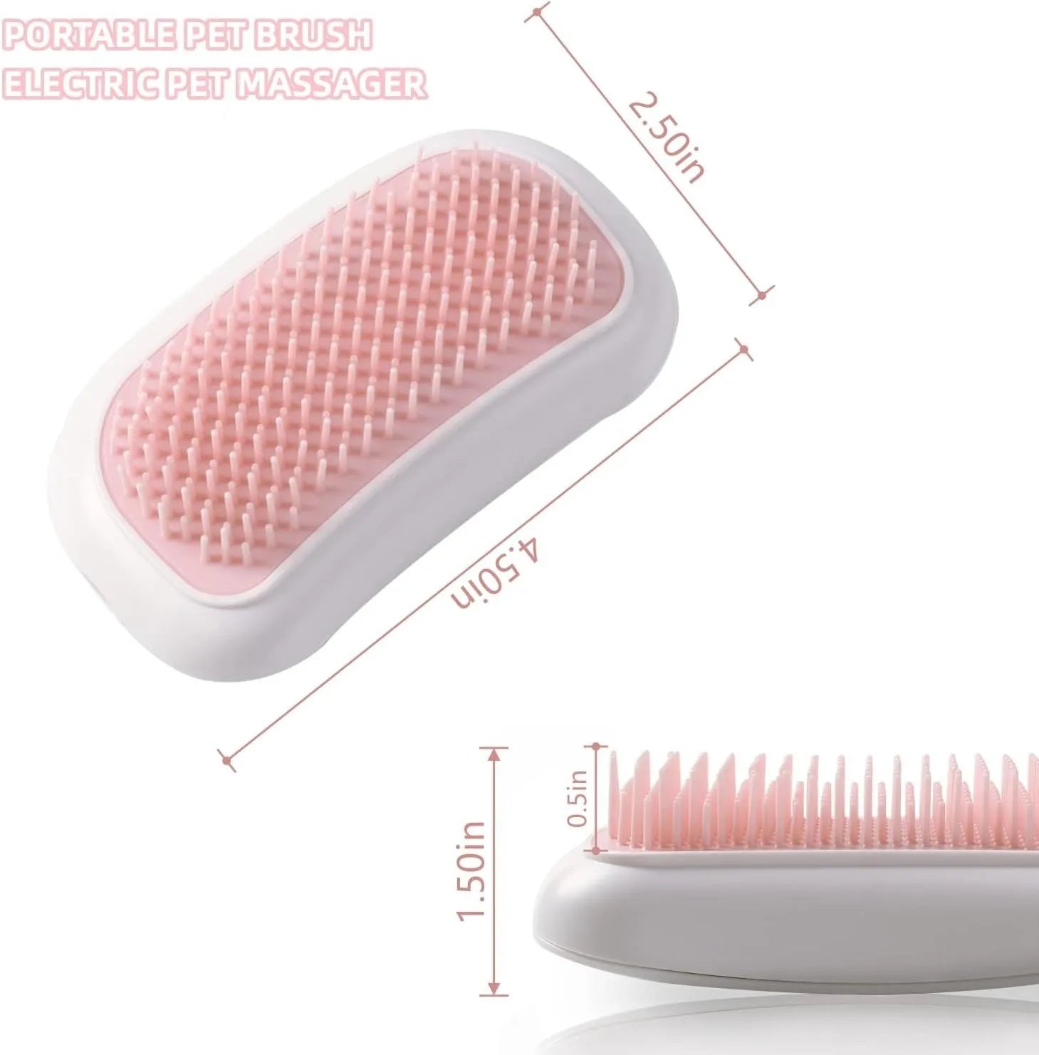 Pink electric pet massage brush with TPE comb teeth for cat and dog grooming