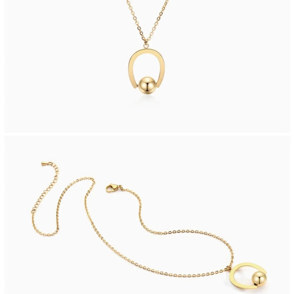 Stainless steel cross chain necklace with geometry pendant in gold or silver electroplated finish